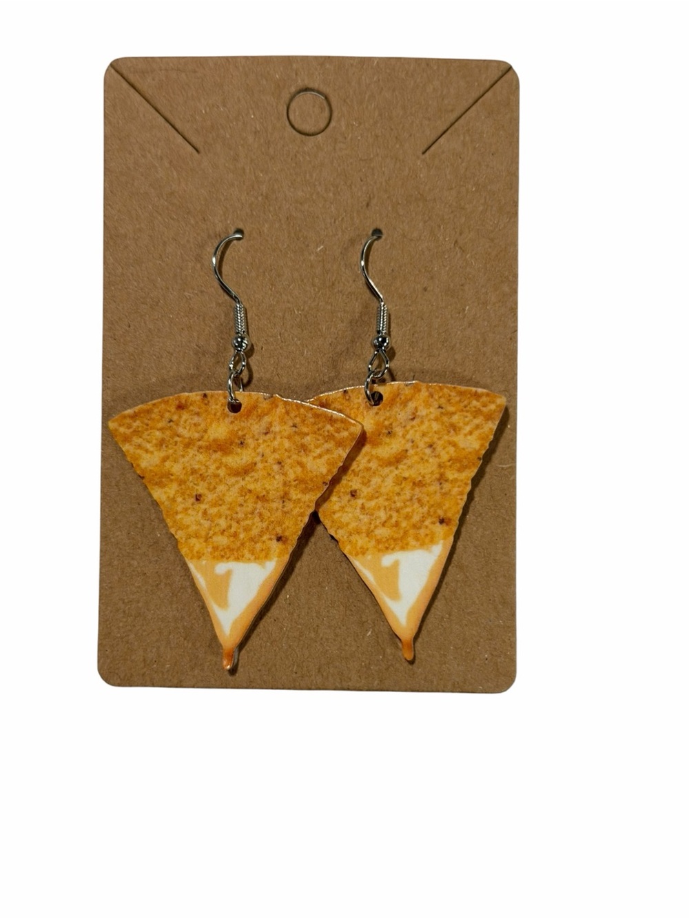 Handmade Orange Nacho Chip Drop Earrings